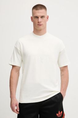 Bavlnené tričko adidas All SZN pánske, béžová farba, s nášivkou, JL6552