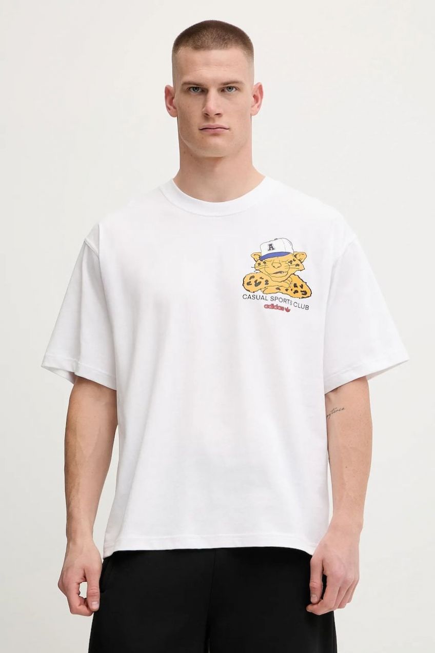 Bavlnené tričko adidas Originals Graphic Os Ss T pánske, biela farba, s potlačou, JW0158
