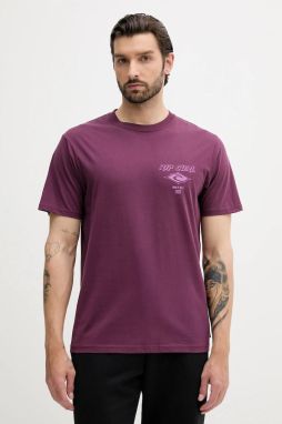 Bavlnené tričko Rip Curl pánske, fialová farba, s potlačou, 0CAMTE
