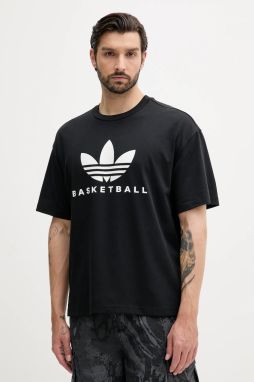 Tričko adidas Originals Originals Basketball Courtside Tee pánske, čierna farba, s potlačou, JW6641