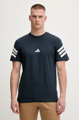Bavlnené tričko adidas Essentials pánske, tmavomodrá farba, s potlačou, JW4786