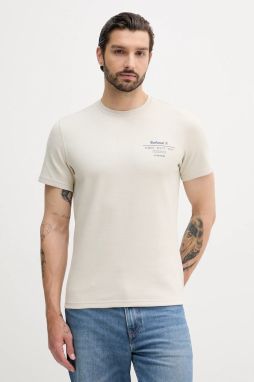 Tričko Barbour HUCKLEY pánske, béžová farba, s potlačou, MTS1301