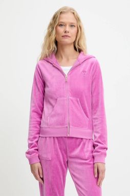 Mikina Juicy Couture HERITAGE ROBYN HOODIE ružová farba, s kapucňou, s nášivkou, JCSEBJ007G
