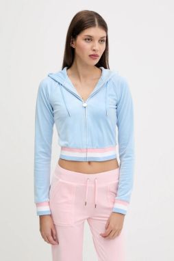 Mikina Juicy Couture VELOUR CROPPED STRIPE HOODIE s kapucňou, s nášivkou, JCWAS225351
