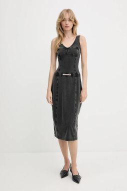 Šaty Diesel D-INNY DRESS šedá farba, mini, rovný strih, A16591.0NJBJ
