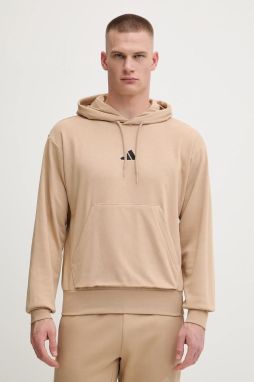 Mikina adidas Feelcozy béžová farba, s kapucňou, jednofarebná, JX3325