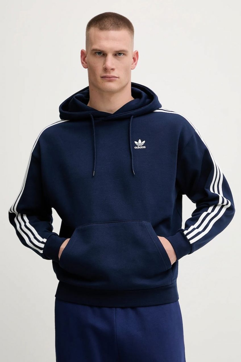 Mikina adidas Originals Baggy Hoodie tmavomodrá farba, s kapucňou, s nášivkou, JP1075