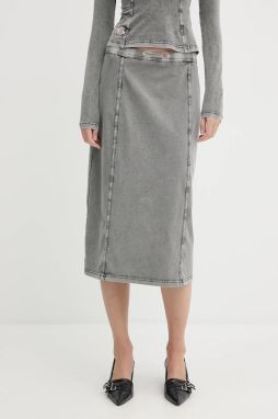 Sukňa Diesel O-ALLEGRA SKIRT šedá farba, midi, rovný strih, A16596.0NJBJ
