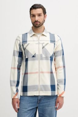 Bavlnená košeľa Barbour ETTRICK béžová farba, voľný strih, MOS0305