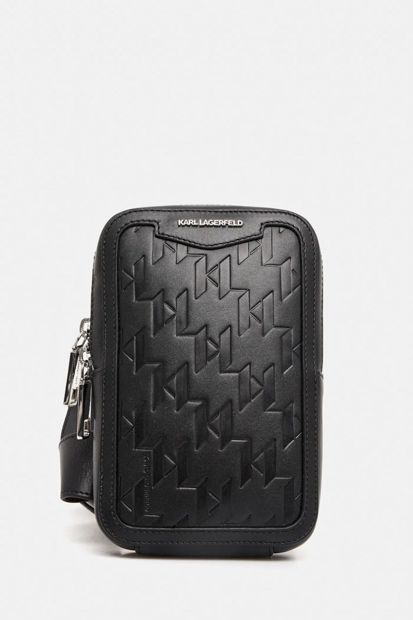 Kožená taška Karl Lagerfeld K/LOOM čierna farba, A3M30179