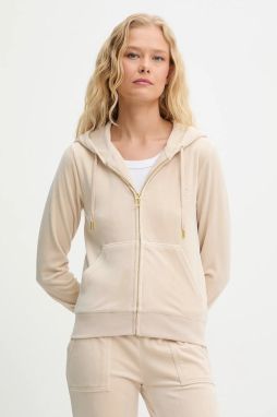 Mikina Juicy Couture ROBERTSON HOODIE béžová farba, s kapucňou, s nášivkou, JCAP176G