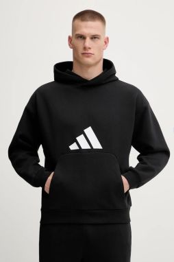 Mikina adidas Future Icons čierna farba, s kapucňou, s potlačou, JI8769