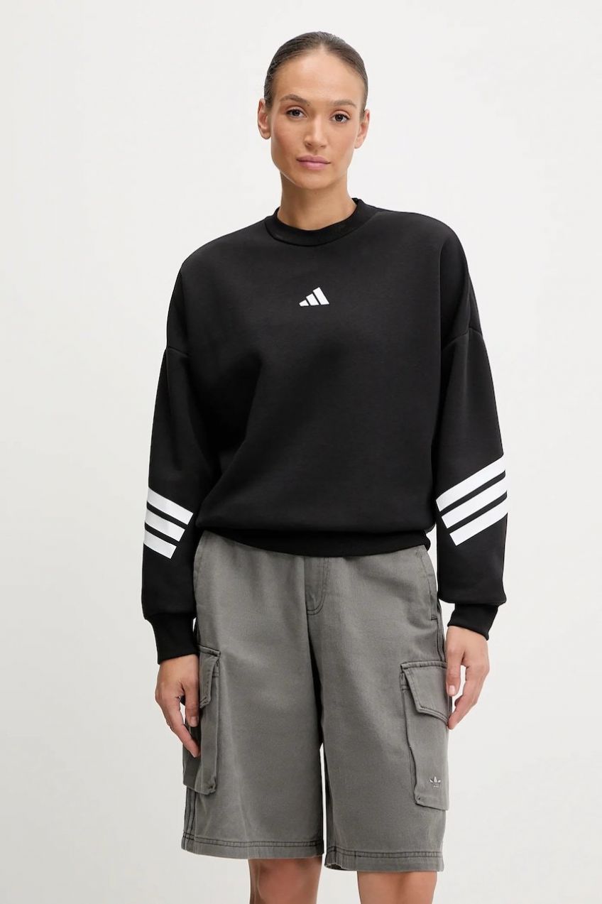 Mikina adidas Future Icons čierna farba, s potlačou, JE0203