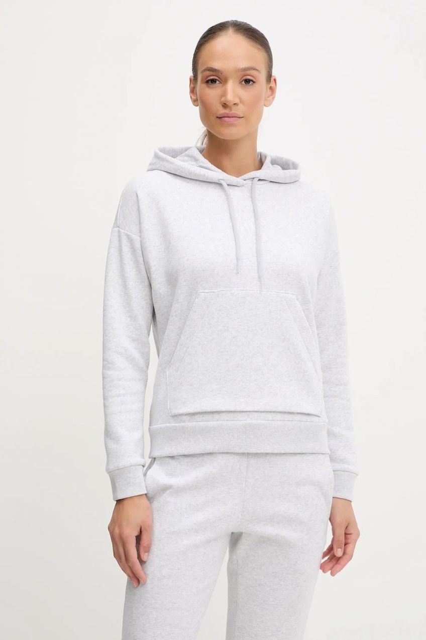 Mikina adidas Essentials Small Logo Feel Cozy Hoodie šedá farba, s kapucňou, melanžová, JN1853