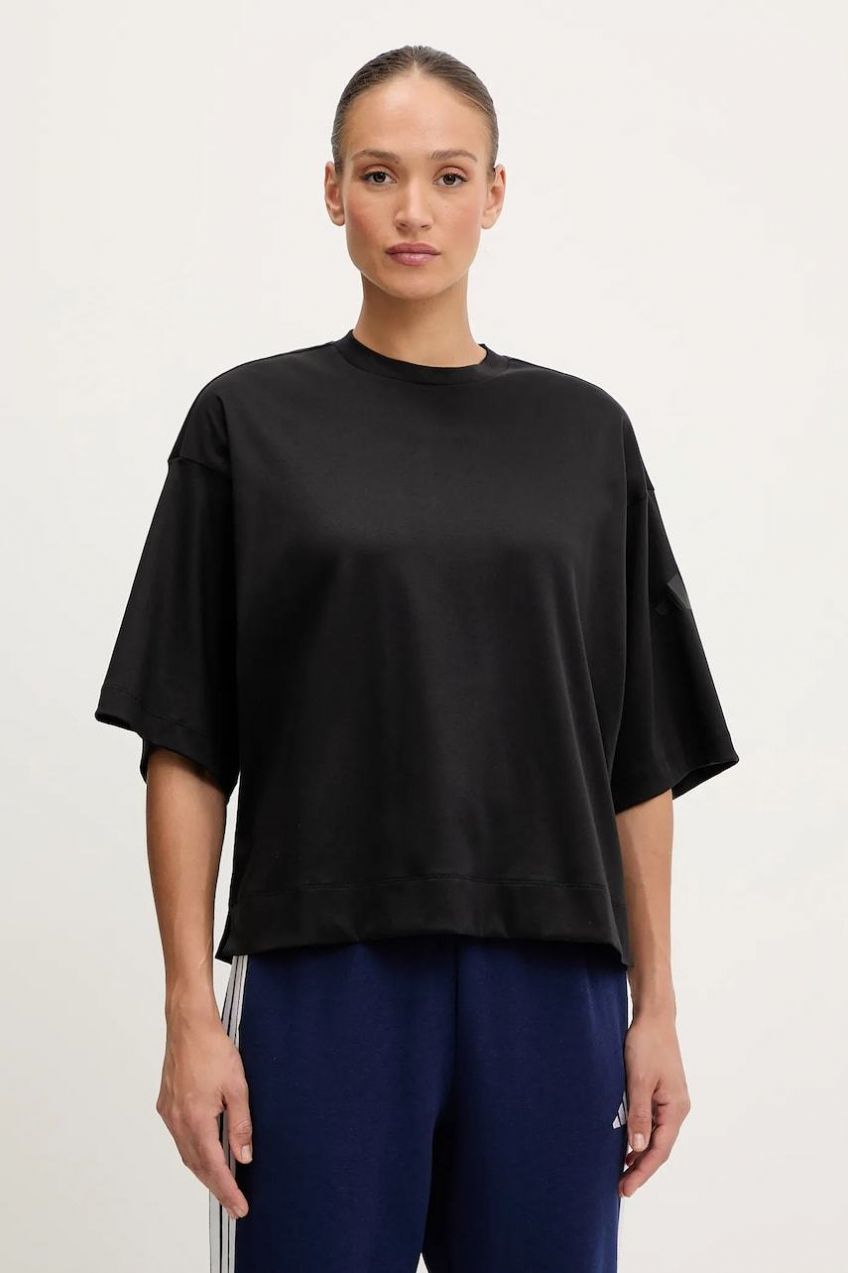 Bavlnené tričko adidas All SZN dámske, čierna farba, JM3800