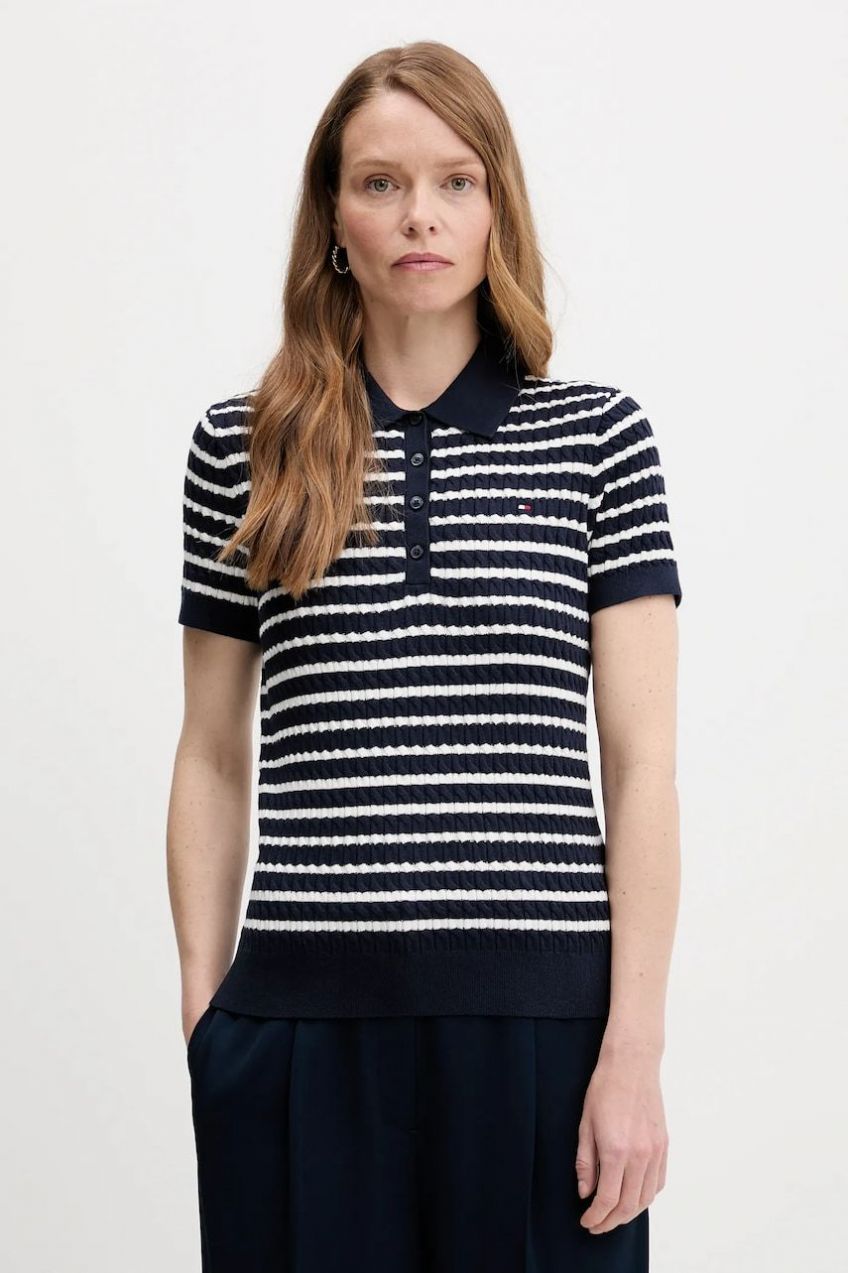 Bavlnený sveter Tommy Hilfiger tmavomodrá farba, ľahký, WW0WW41474