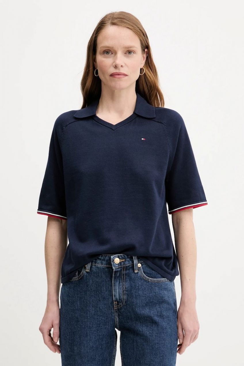 Bavlnený sveter Tommy Hilfiger tmavomodrá farba, ľahký, WW0WW45694