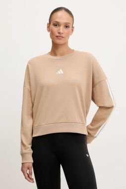 Mikina adidas 3-Stripes béžová farba, s nášivkou, JX7629