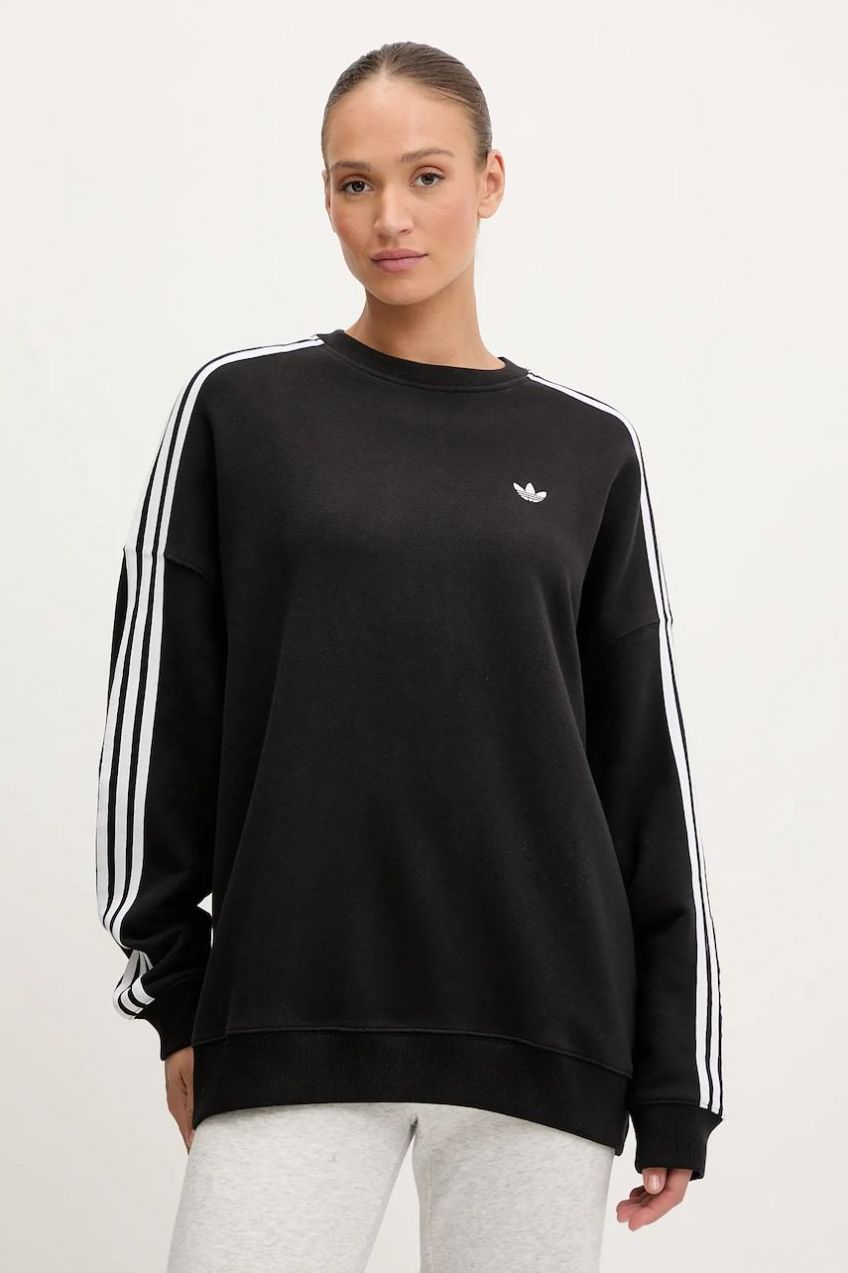Bavlnená mikina adidas Originals 3-Stripes čierna farba, s nášivkou, JX5285