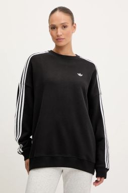 Bavlnená mikina adidas Originals 3-Stripes čierna farba, s nášivkou, JX5285