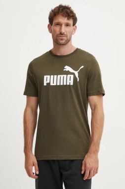 Bavlnené tričko Puma hnedá farba, s potlačou
