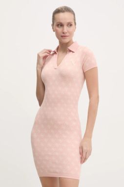 Šaty Guess RHOMBUS ružová farba, mini, priliehavé, V5RK02 Z3LF0