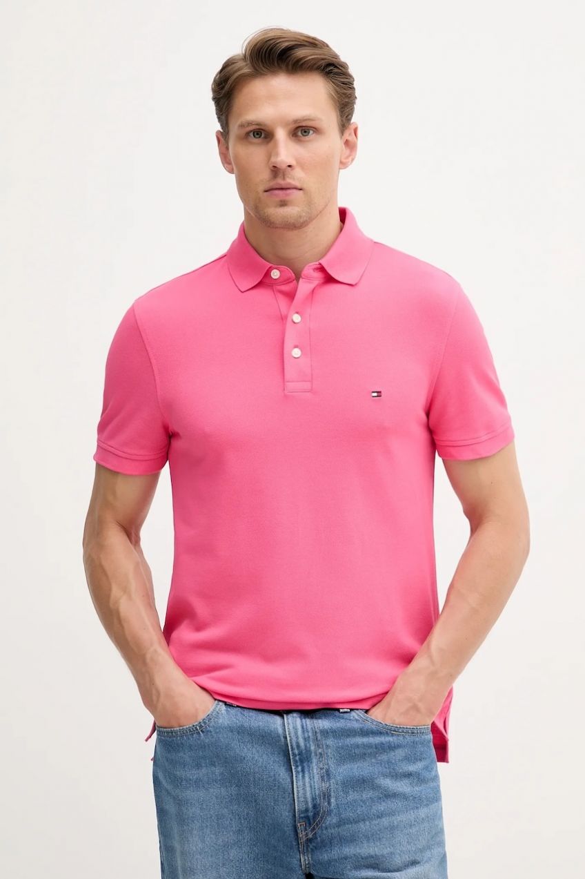 Polo tričko Tommy Hilfiger pánske, zelená farba, jednofarebné, MW0MW17771