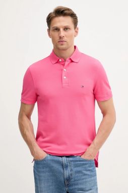 Polo tričko Tommy Hilfiger pánske, zelená farba, jednofarebné, MW0MW17771