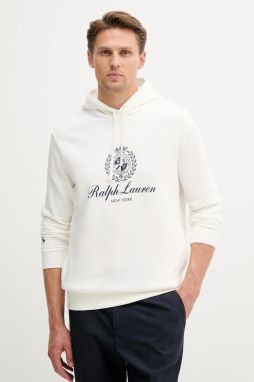 Mikina Polo Ralph Lauren biela farba, s kapucňou, jednofarebná, 710978033