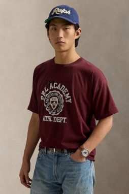 Tričko Polo Ralph Lauren pánske, bordová farba, s potlačou, 710971836