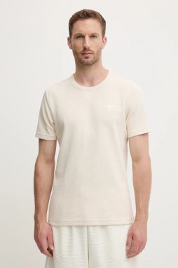 Tričko adidas Originals Essentials pánske, béžová farba, jednofarebné, JW3514