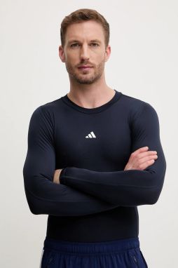 Tréningové tričko s dlhým rukávom adidas Performance Techfit tmavomodrá farba, jednofarebné, JE6705