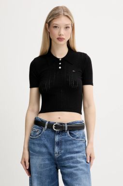 Sveter Tommy Jeans čierna farba, ľahké, DW0DW20965