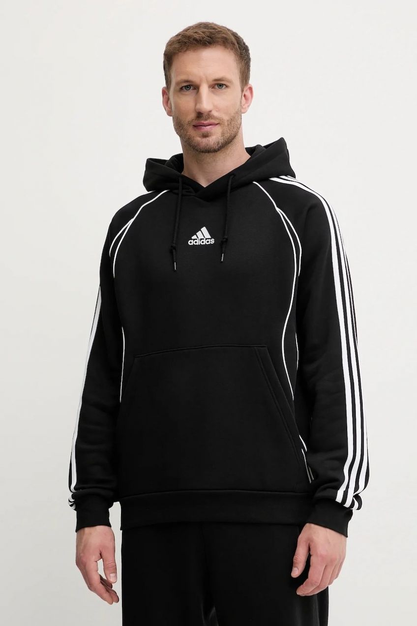 Mikina adidas Originals Teamgeist čierna farba, s kapucňou, s nášivkou, JY6394
