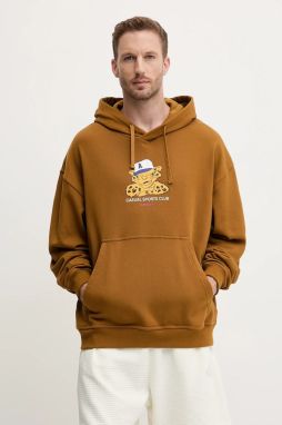 Bavlnená mikina adidas Originals Graphic Lo Hd hnedá farba, s kapucňou, s potlačou, JW0167