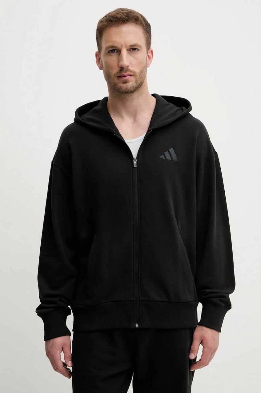 Bavlnená mikina adidas ALL SZN čierna farba, s kapucňou, jednofarebná, JI6361