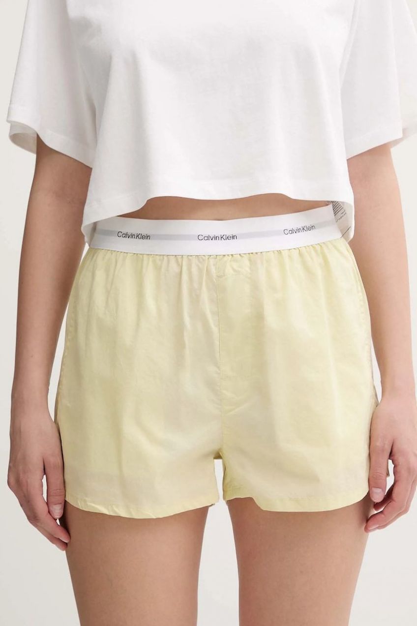 Bavlnené pyžamové šortky Calvin Klein Underwear dámske, žltá farba, bavlnené, LV00QS7411