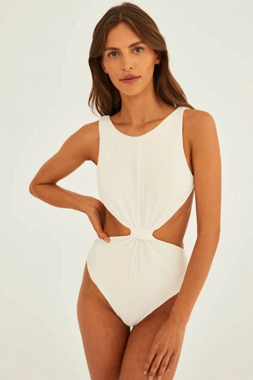 Jednodielne plavky Undress Code biela farba, mäkké košíky, 969