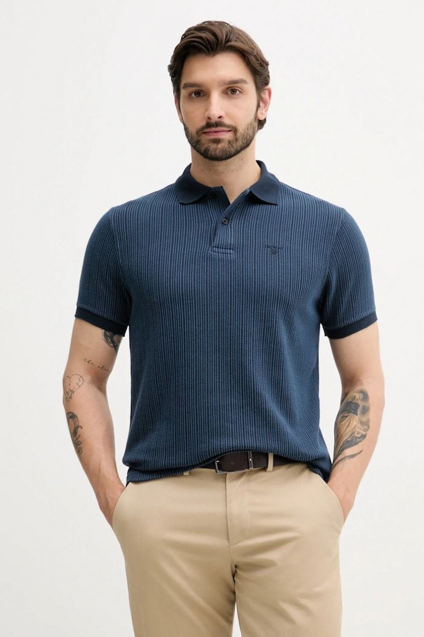 Polo tričko Barbour HARDWORTH pánske, tmavomodrá farba, vzorované, MML1485