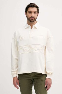 Bavlnená mikina Tommy Hilfiger x F1 THE MOVIE béžová farba, vzorovaná, MW0MW41388