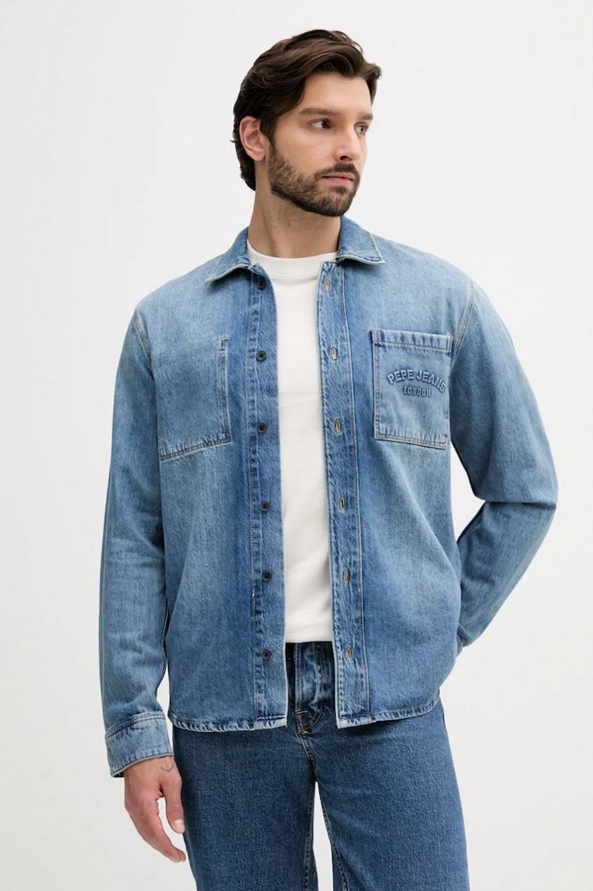 Rifľová košeľa Pepe Jeans regular, s klasickým golierom, PM309081
