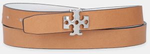 Obojstranný kožený opasok Tory Burch Logo biela farba, 157857-137