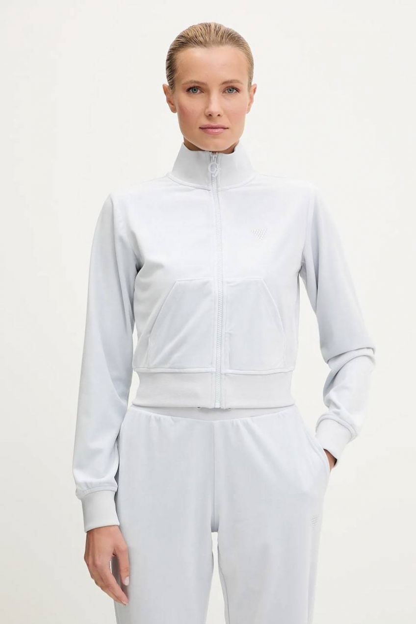 Velúrová mikina Guess COUTURE jednofarebná, V3BQ22 K0232