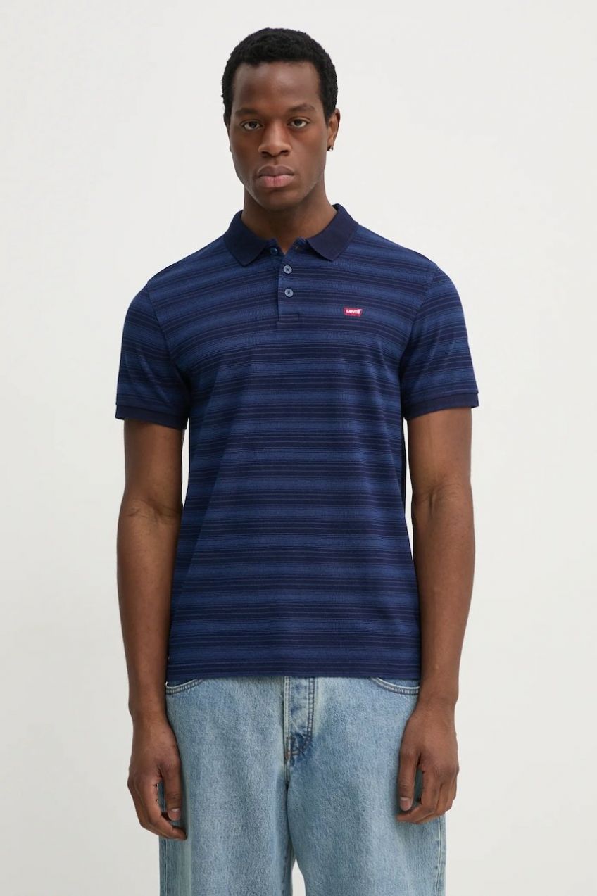Bavlnené polo tričko Levi's tmavomodrá farba, jednofarebný