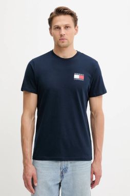 Bavlnené tričko Tommy Jeans pánske, béžová farba, s potlačou, DM0DM20740