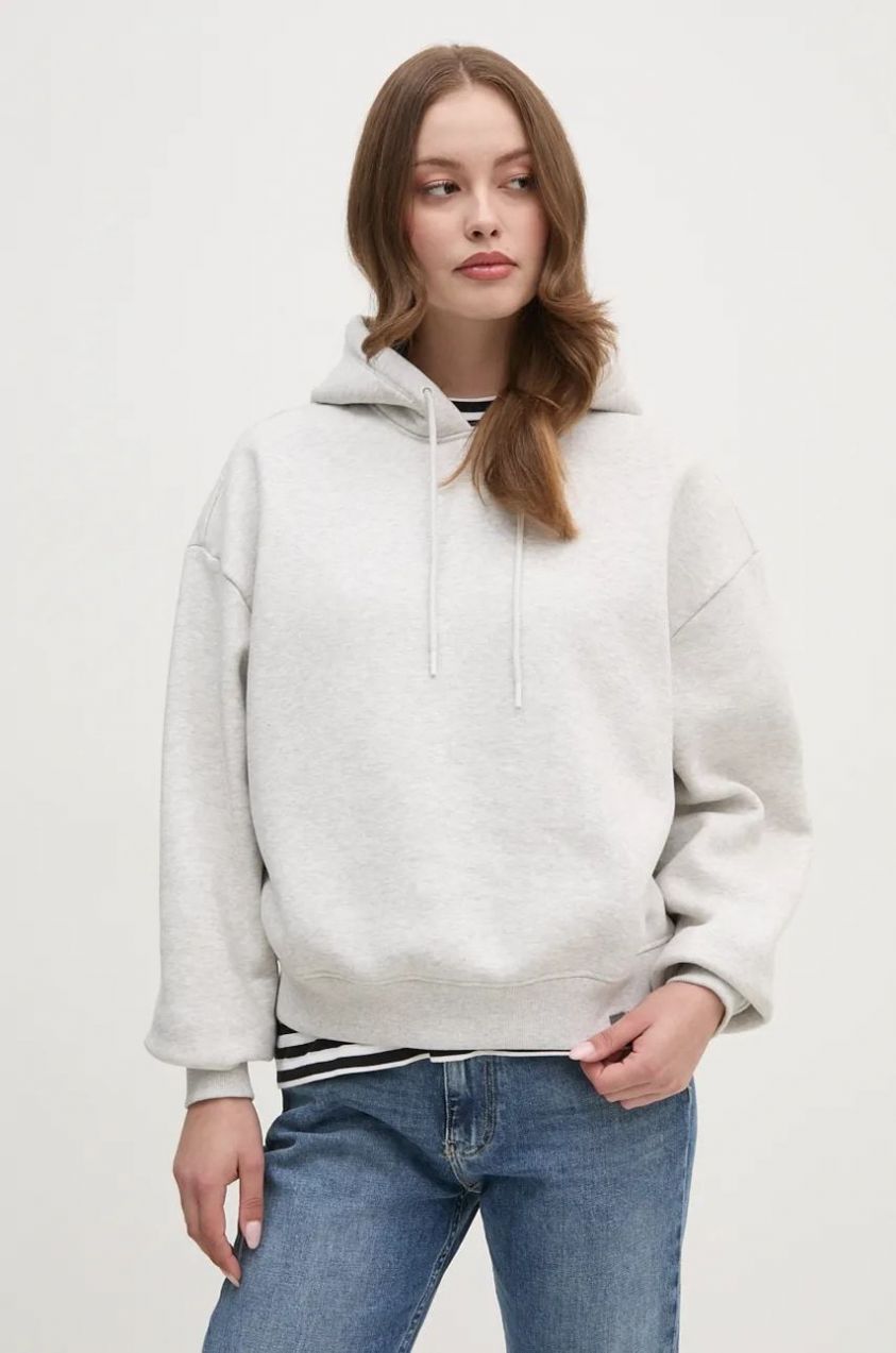 Mikina Calvin Klein Jeans dámska, šedá farba, s kapucňou, jednofarebná, J20J224658