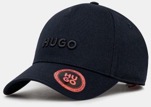 Bavlnená šiltovka HUGO tmavomodrá farba, s nášivkou, 50533410