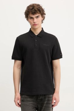 Bavlnené polo tričko Tommy Jeans čierna farba, jednofarebné, DM0DM21935