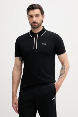 Polo tričko BOSS Green pánske, čierna farba, s nášivkou, 50544450