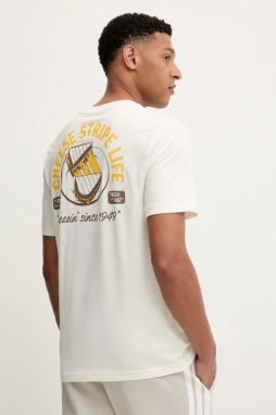 Bavlnené tričko adidas Food Grilled Cheese Graphic Tee pánske, béžová farba, s potlačou, JM6459